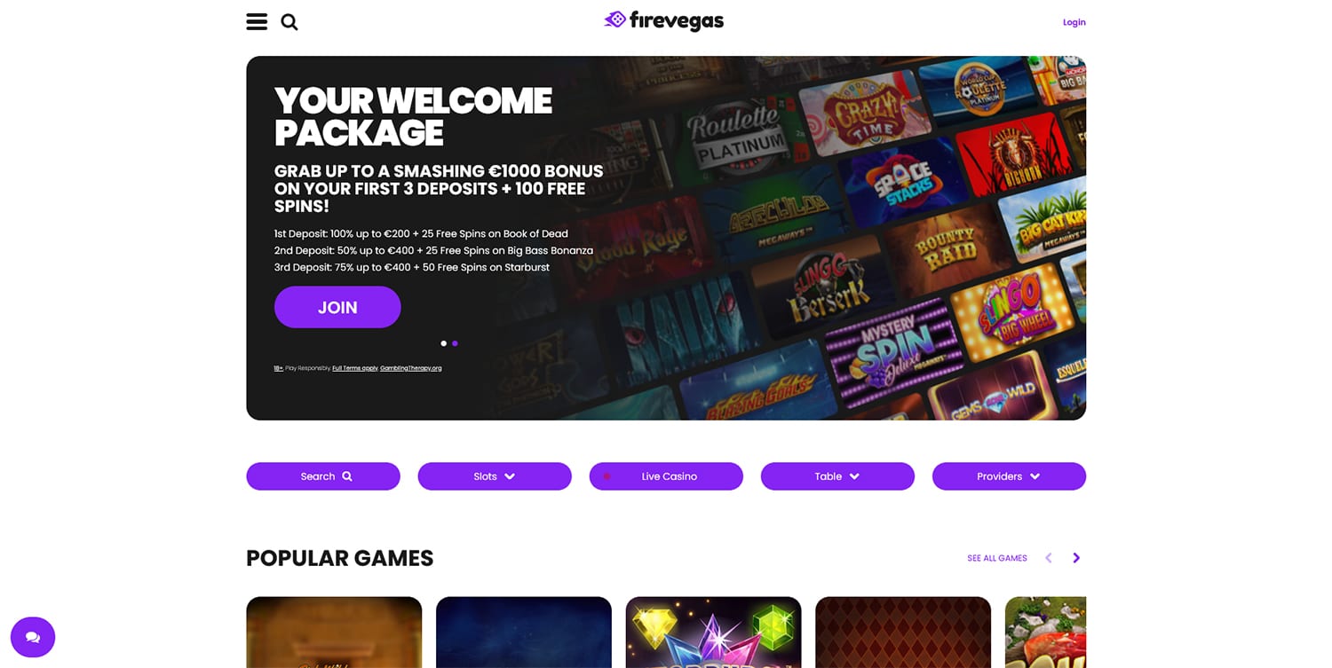 Firevegas casino screenshot