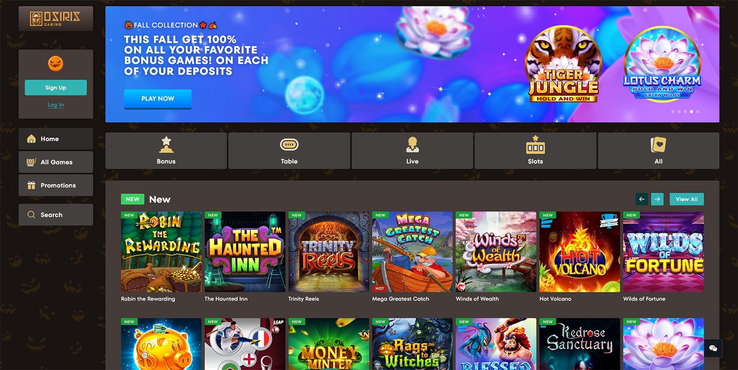 Osiris Casino screenshot - Casinoutanlicens