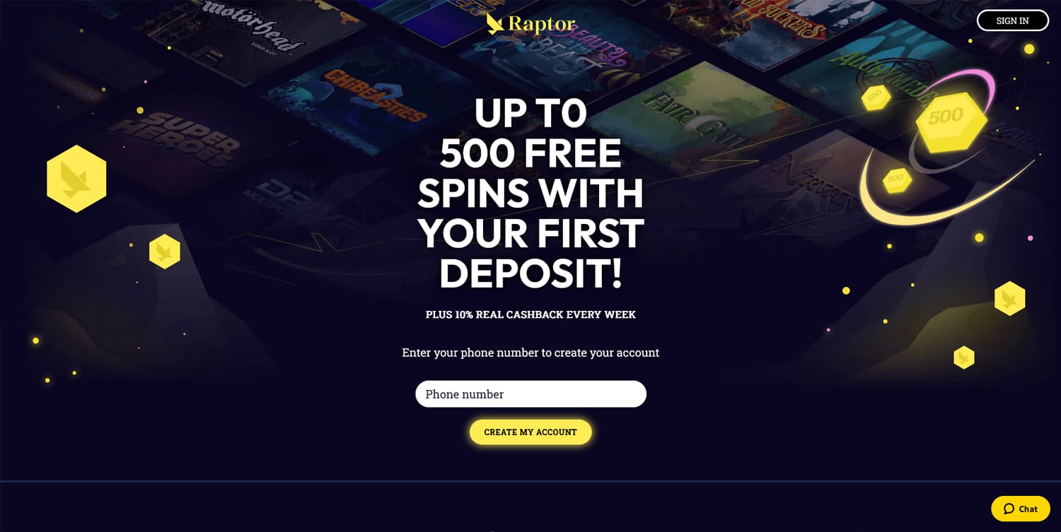 Raptor Casino screenshot